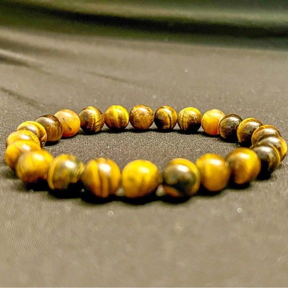 8mm Tiger Eye Stone Beaded Bracelet Healing Crystal Beaded Bracelet - Picture 4 of 6